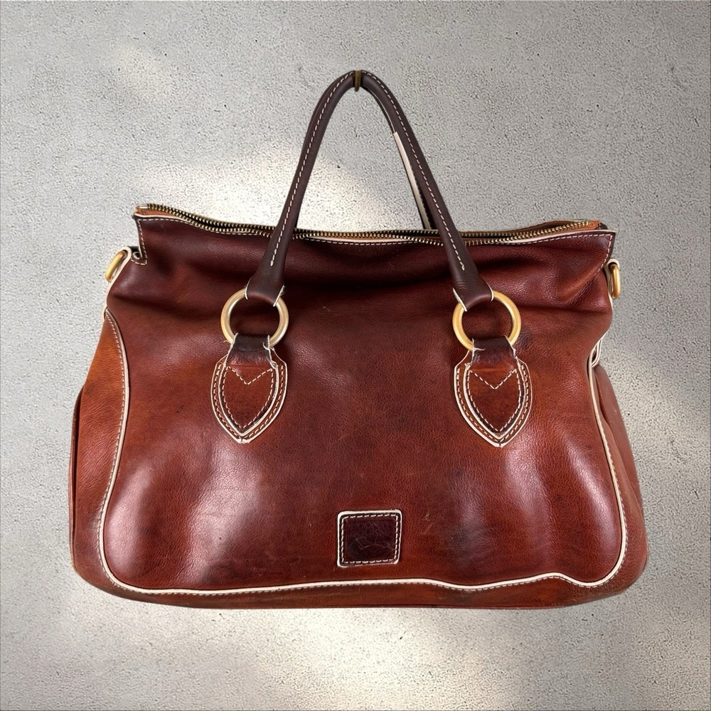 Dooney & Bourke Florentine Edge/Savannah Top Handle Satchel Bag Chestnut Read